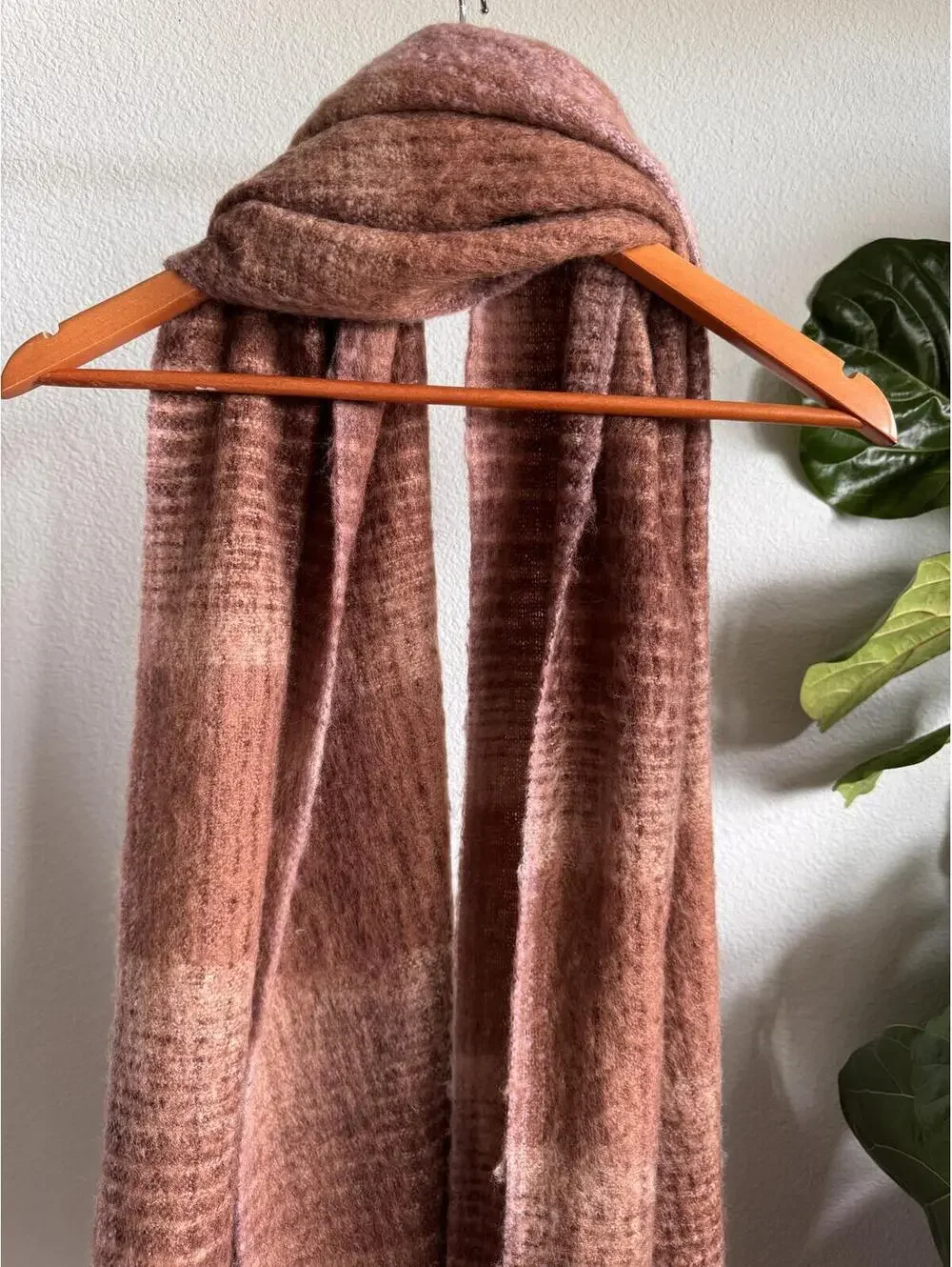 Steve Madden Brown Pink Plaid Fringe Scarf Soft Fuzzy Winter Wrap One Size